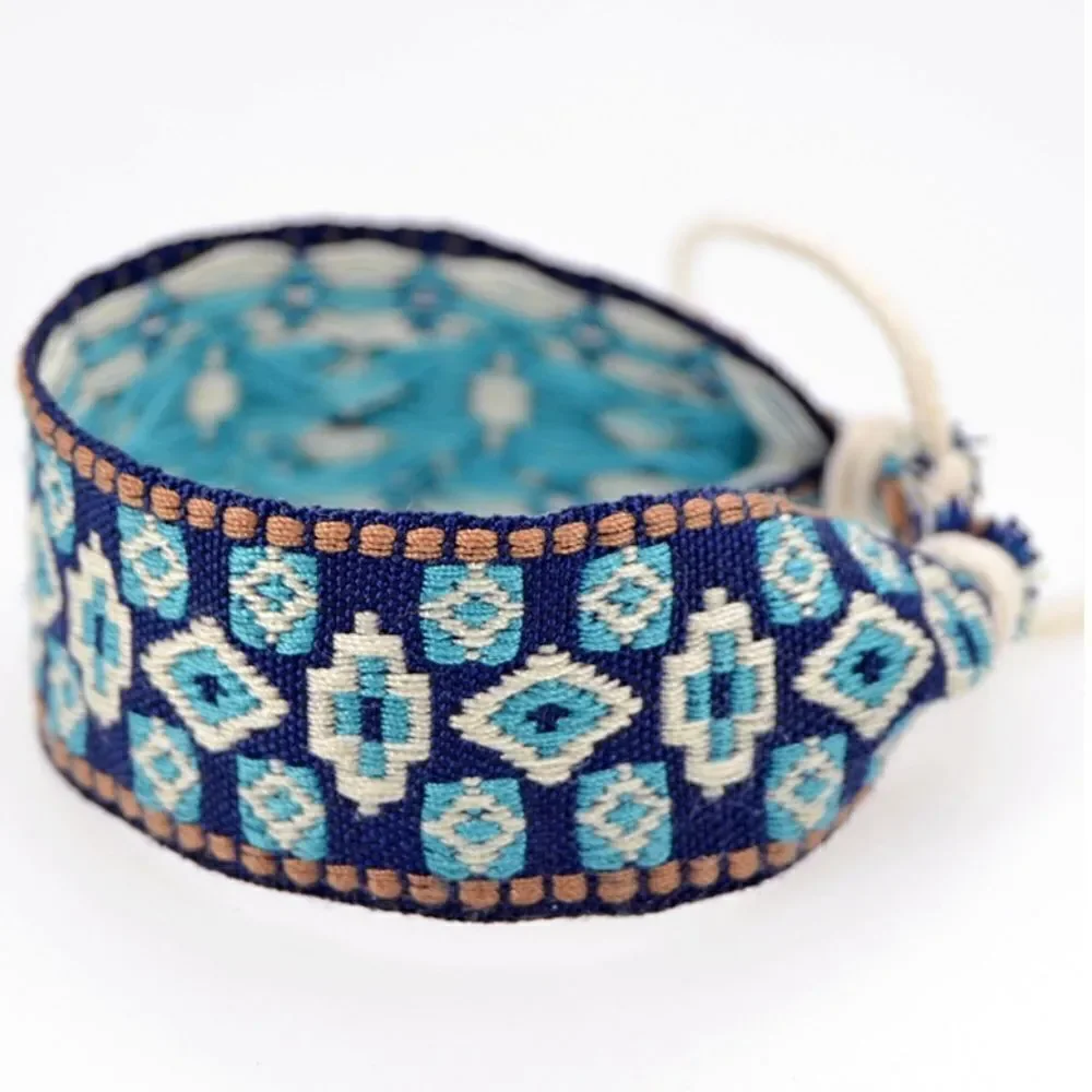 Boho Embroidered Mayan Style Adjustable Friendship Bracelet NWT